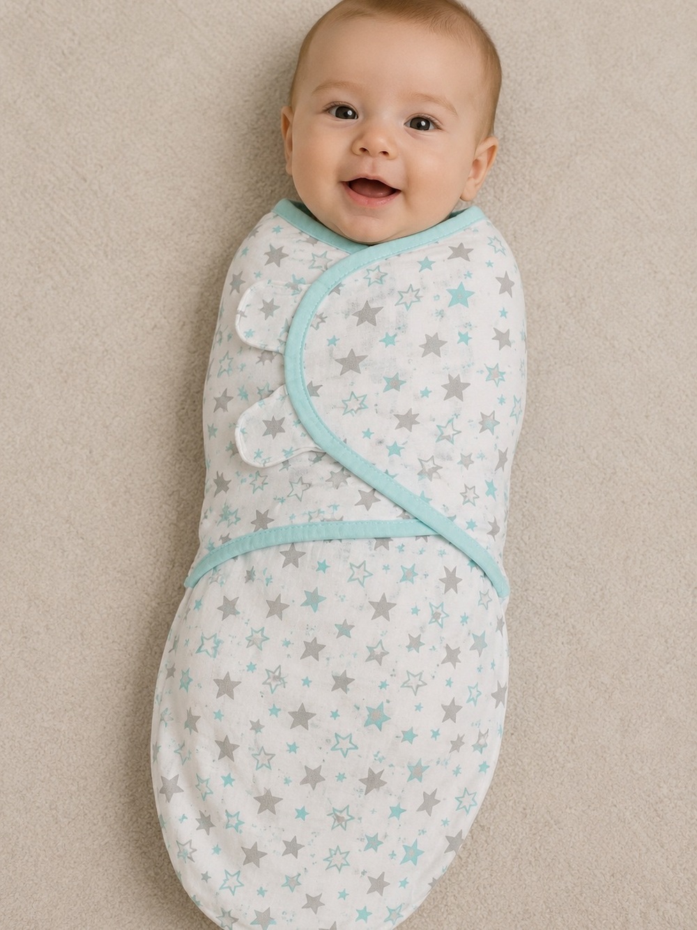 BUBLO Baby S/M 0-3M Sleep Sack Swaddle Thin Cotton Cool Velcro Closure Snap